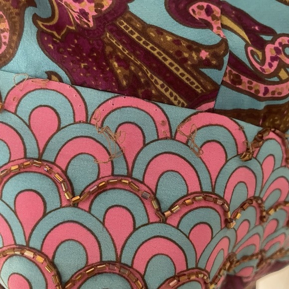 Plenty By Tracy Reese Beaded Silk Long Bell Sleeve Tie Back Blouse Top Size 4 - Picture 5 of 13